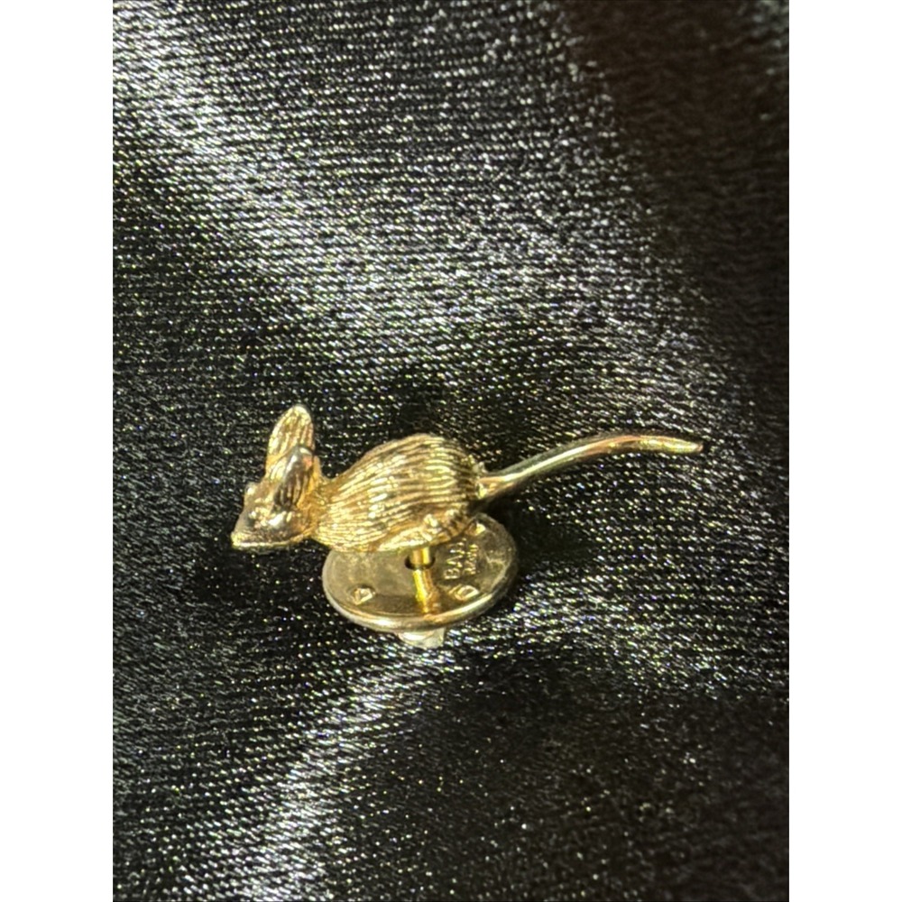 Vintage B. A. Ballou & Co Gold Tone Mouse Lapel Pin Cute Animal Jewelry